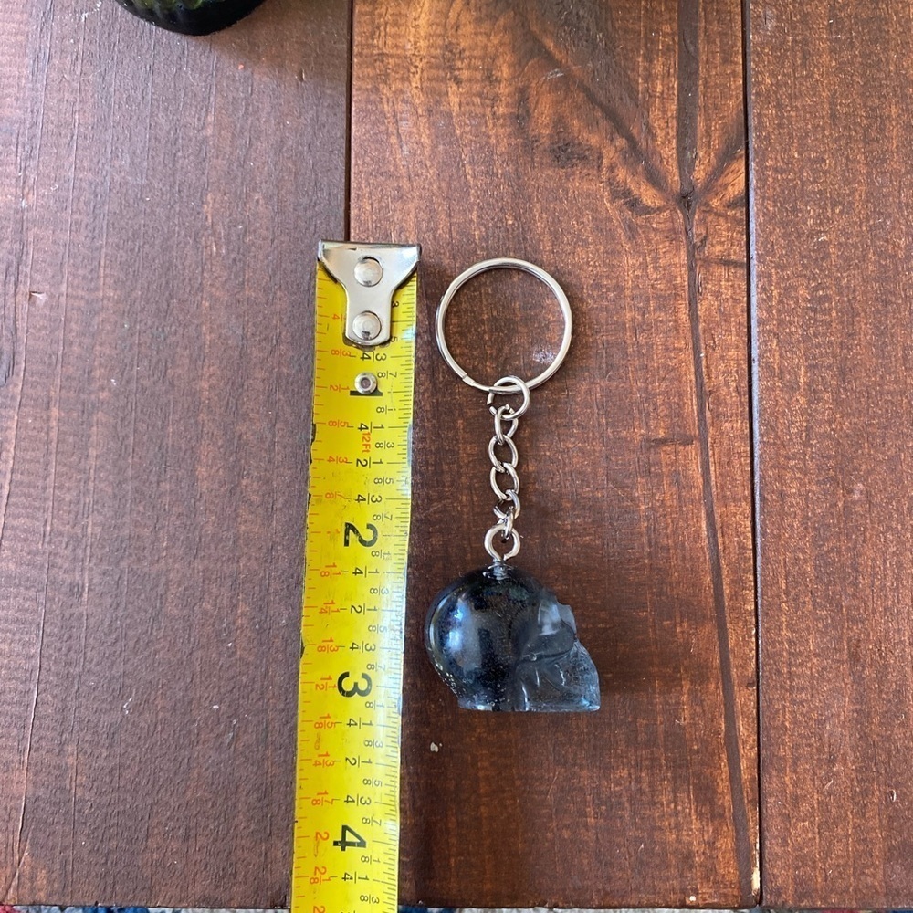 Handmade Resin Clear Gray Skull 3” Keychain Gothic Backpack Purse Bag Charm NEW - Picture 6 of 8